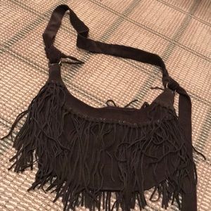 BROWN FRINGE CROSSBODY BAG